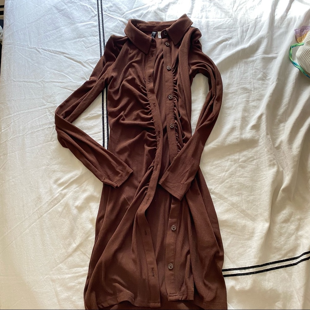 H&M brown collared dress